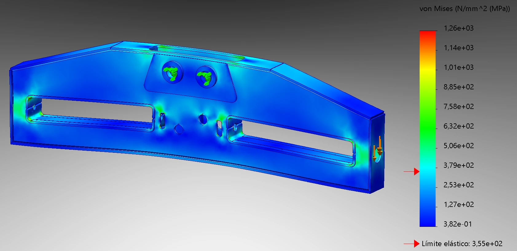 Análisis por elementos finitos FEA de proyecto de ingeniería mecánica industrial para maquinaria especial